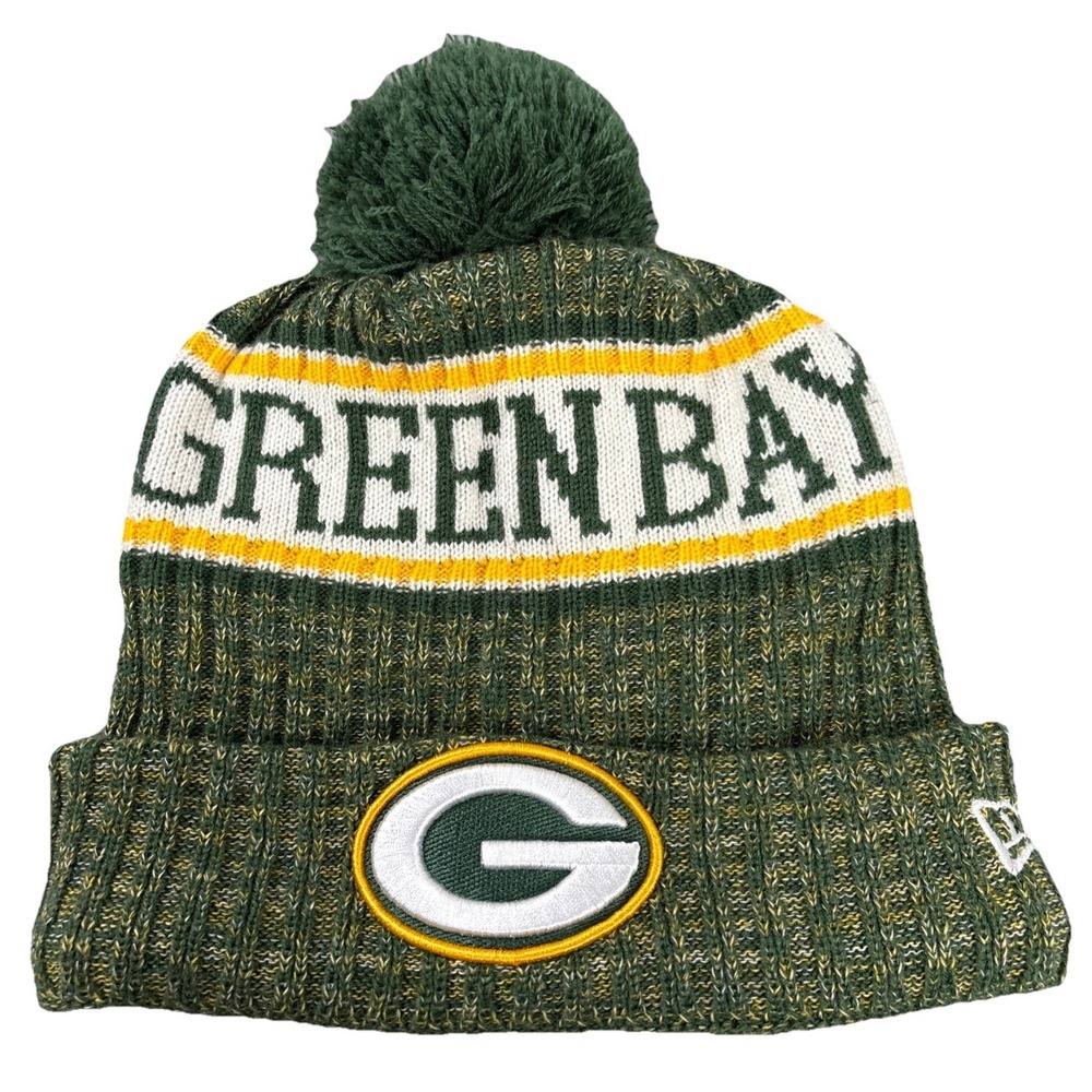 Green Bay Packers Beanie Hat Cap Green‎ New Era Pom Adult Unisex Winter Cap
